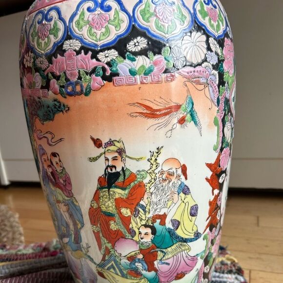 Antique 24" Chinese Famille Rose Large Porcelain Vase 24" Tall - Picture 11 of 16